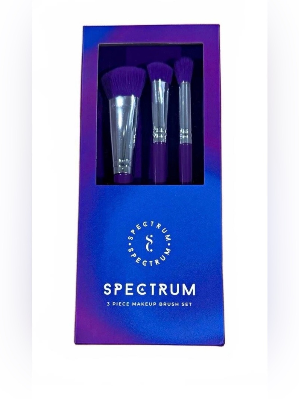 Spectrum Makeup Brush Set 3 Piece Foundation Concealer Blender Purple Vegan New